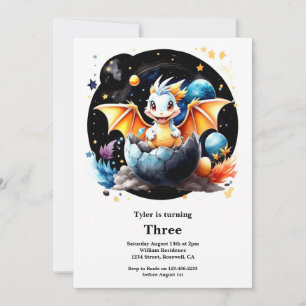 Watercolor Dragon Birthday Invitation