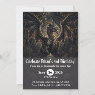 Watercolor dragon birthday invitations