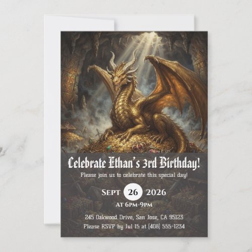 Watercolor dragon birthday invitations