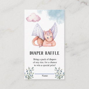 Watercolor Dragon Diaper Raffle Enclosure Card
