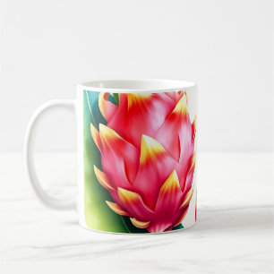 Watercolor Dragon Fruit in Bold Colors on White Coffee Mug