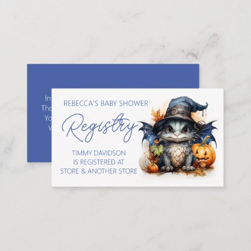 Watercolor Dragon Halloween Baby Shower Registry Enclosure Card