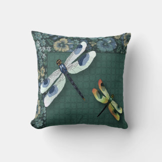 Watercolor Dragonflies And Calico Pillow