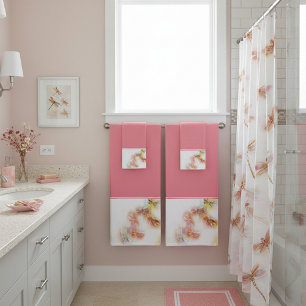 Watercolor dragonflies bath towel set