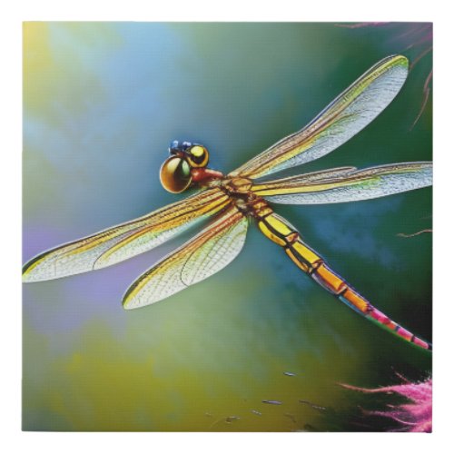 Watercolor Dragonflies or Libellules in French Faux Canvas Print