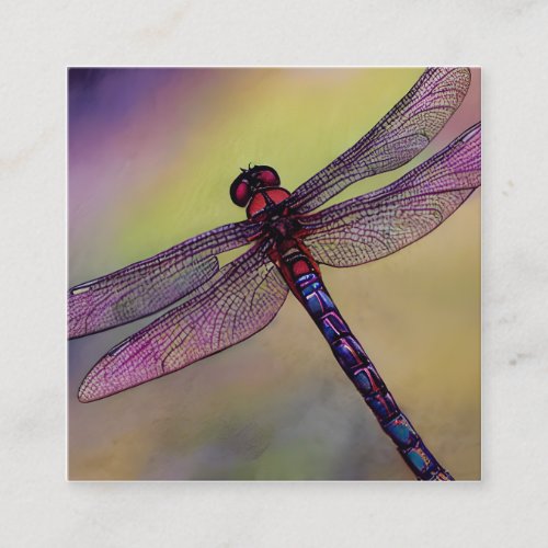 Watercolor Dragonflies or Libellules in French Square Business Card