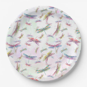 Watercolor Dragonflies Paper Plate