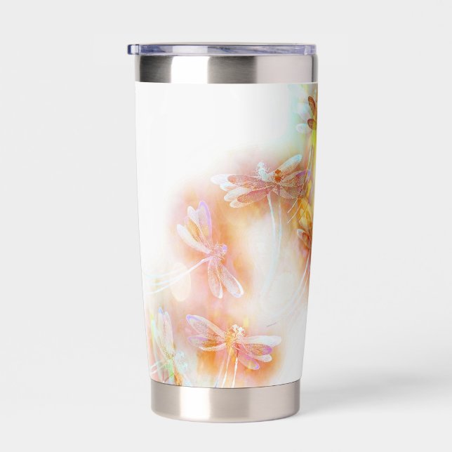 Watercolor dragonflies personalized insulated tumbler (Right)