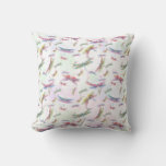 Watercolor Dragonflies Teal Lavender Blue White Throw Pillow at Zazzle