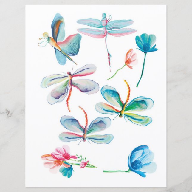 Watercolor dragonflies to cut out and collage (Front)