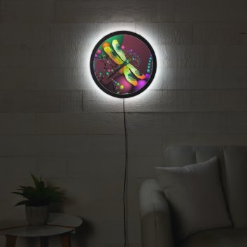 Watercolor Dragonfly And Fractals Led Sign by Mousefx at Zazzle