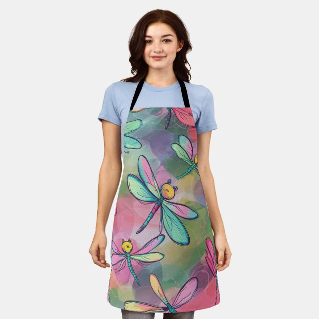 Watercolor Dragonfly  Apron (Worn)