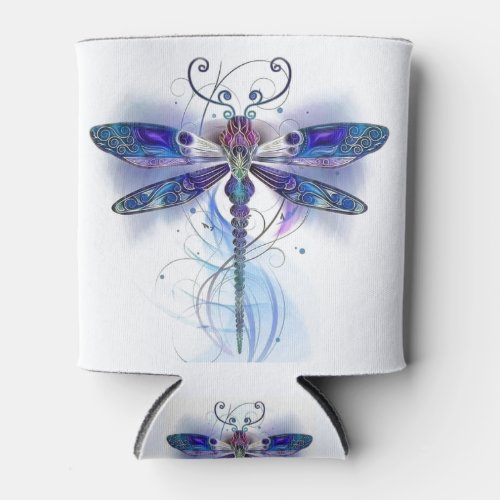 watercolor dragonfly art can cooler