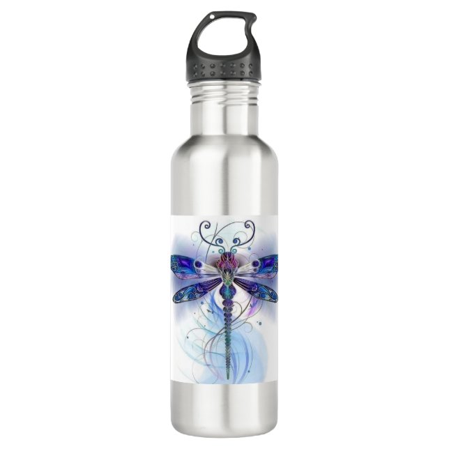 watercolor dragonfly art stainless steel water bottle (Front)