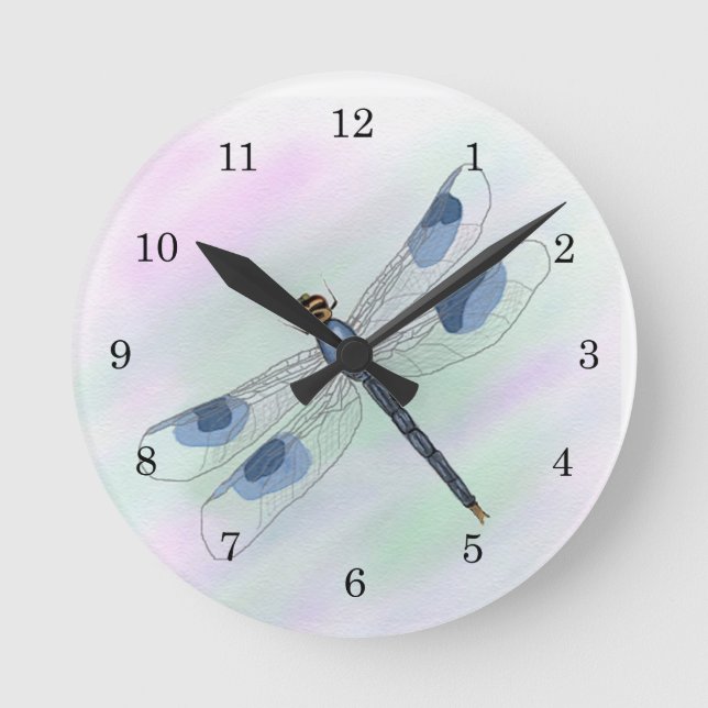 Watercolor Dragonfly Clock (Front)