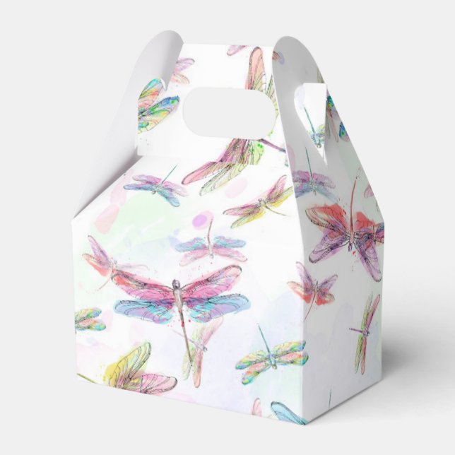 Watercolor Dragonfly Favor Box (Front Side)