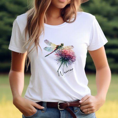 Watercolor Dragonfly Floral Warrior Inspirational  T_Shirt
