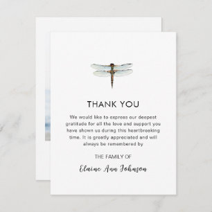 Watercolor Dragonfly Funeral Photo Thank you