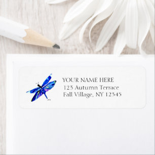 Watercolor Dragonfly Hand Drawn Vintage Address Label