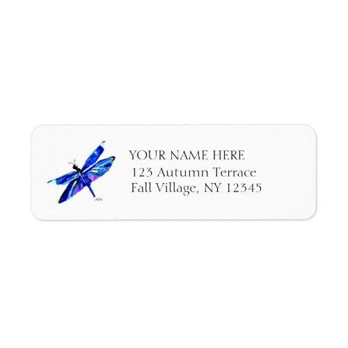 Watercolor Dragonfly Hand Drawn Vintage Address Label
