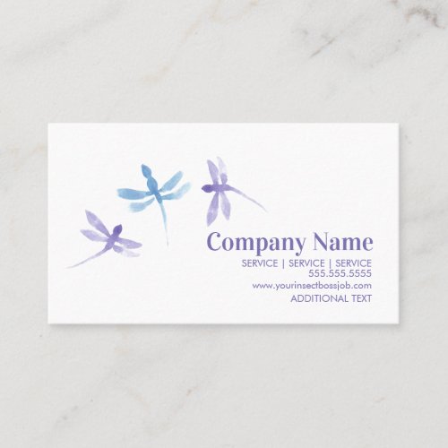 Watercolor Dragonfly  Hand Painted Company   Business Card