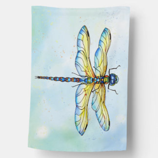 Watercolor Dragonfly House Flag