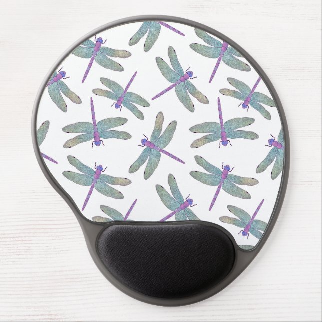 Watercolor Dragonfly Pattern Gel Mouse Pad (Front)