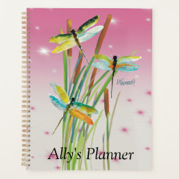 Watercolor Dragonfly Pink Personalized Planner