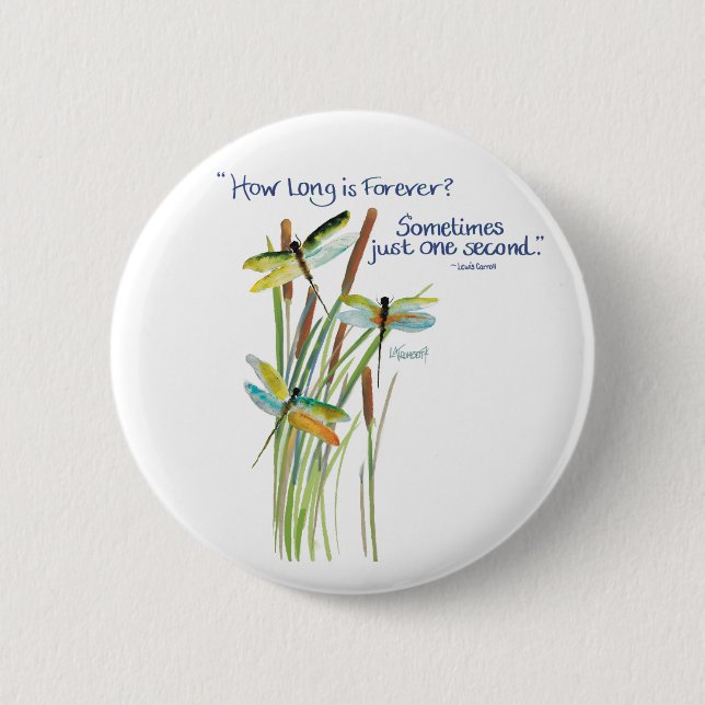 Watercolor Dragonfly with Lewis Carroll quote Button (Front)