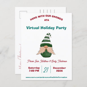 Watercolor drawing Christmas gnome Personalized Invitation Postcard
