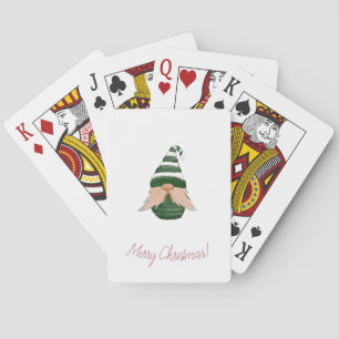 Watercolor drawing Christmas gnome Poker Cards