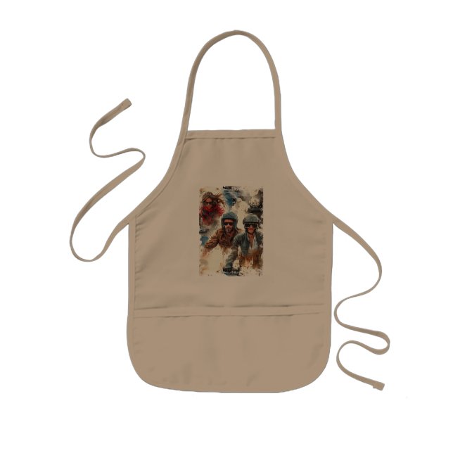 Watercolor drawing MotoBikers Kids' Apron (Front)