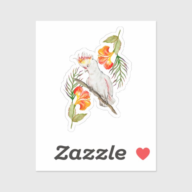 Watercolor drawing of a cockatoo parrot sticker (Sheet)