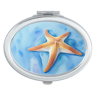 Watercolor Drawing of Starfish Compact Mirror