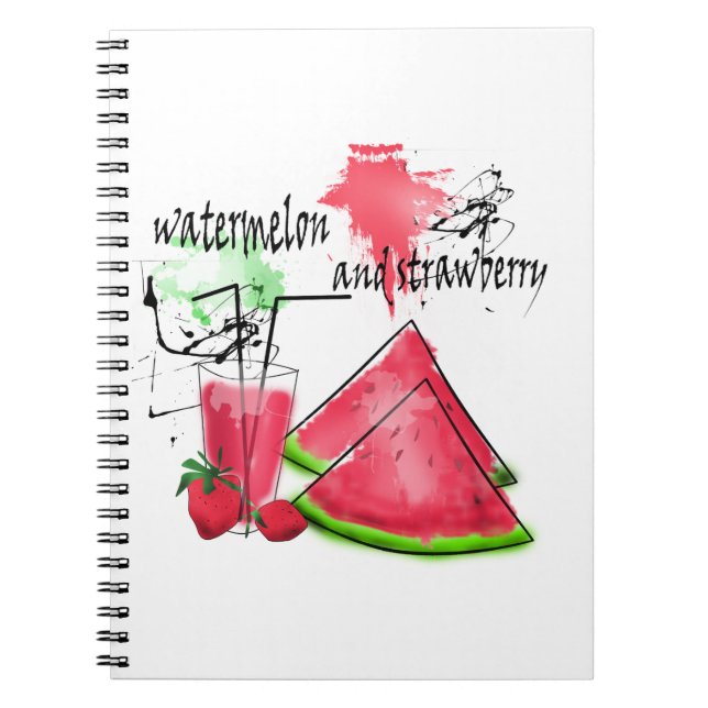 Watercolor drawing of watermelon and strawberries  notebook (Front)