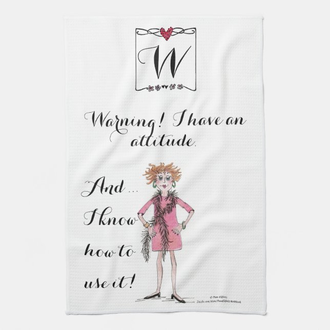 Watercolor drawing Woman with Attitude Kitchen Towel (Vertical)