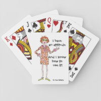 Watercolor drawing Woman with Attitude Playing Cards