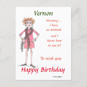 Watercolor drawing Woman with Attitude Postcard