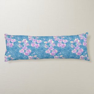 Watercolor drawn orchid body pillow