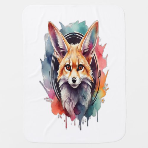 Watercolor Dream A Fennec Fox in a Swirl of Color Baby Blanket