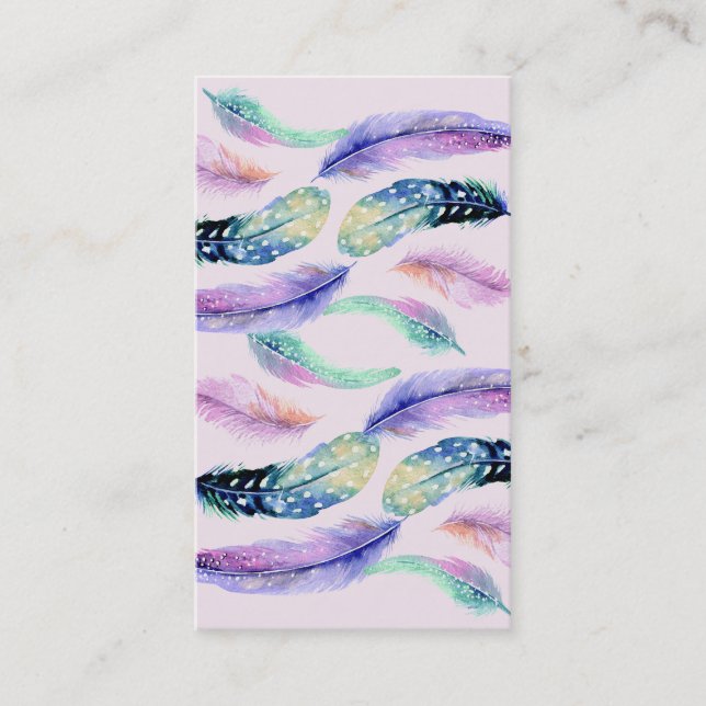Watercolor Dream Catcher Wild Feathers Business Card (Front)