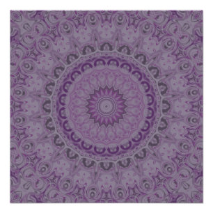 Watercolor Dream Mandala in Shades of Purple Poster