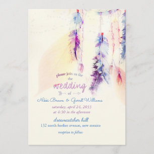 Watercolor Dreamcatcher Boho Wedding Invitation