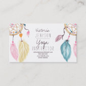 Watercolor dreamcatcher feathers yoga instructor business card (Front)