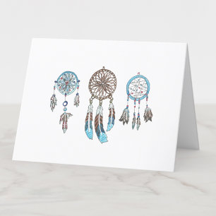 Watercolor Dreamcatchers Blank Letterpress Thank You Card