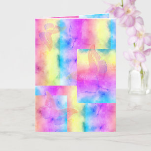 [Watercolor Dreams] Faded Pastel Colors Butterfly Card