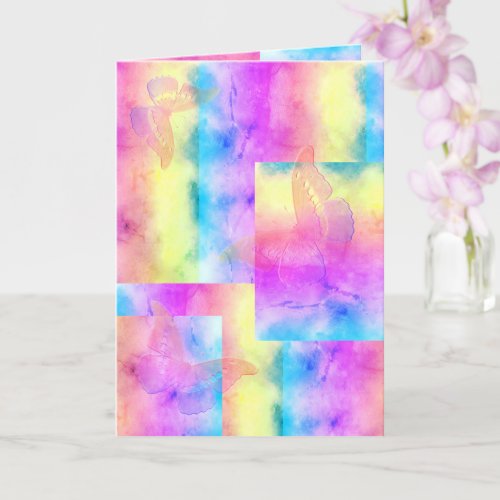 Watercolor Dreams Faded Pastel Colors Butterfly Card