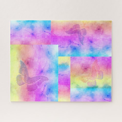 Watercolor Dreams Pastel Color Mosaic Butterfly  Jigsaw Puzzle