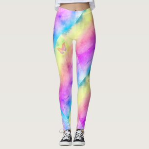 [Watercolor Dreams] Soft Pastel Colors Butterfly Leggings