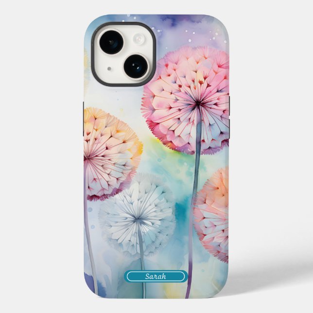 Watercolor Dreamy Dandelions Personalized  Case-Mate iPhone Case (Back)